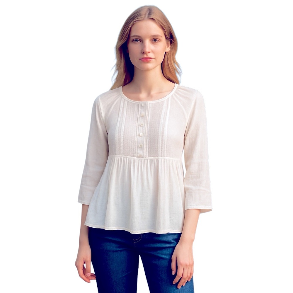 HOUSE OF HARLOW EMBROIDERED SILVER METALLIC SHIMMER THREAD CREAM BOHO BLOUSE TOP